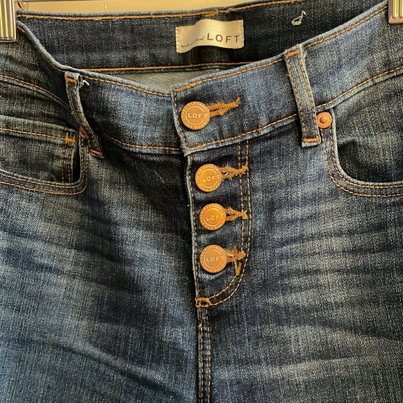 LOFT modern skinny distressed crop jeans - Picture 2 of 7